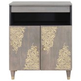 Széf polcokkal szürke és arany 60 x 33 x 75 cm tömör mangófát Széf polcokkal szürke és arany 60 x 33 x 75 cm tömör mangófát