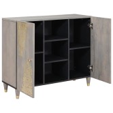 Széf polcokkal szürke és arany 90 x 33 x 75 cm tömör mangófát