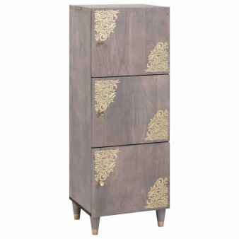 Magasfiú szürke és arany 40 x 33 x 110 cm tömör mangófát