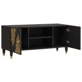 Tv szekrény polcokkal fekete 105 x 33 x 46 cm tömör mangófát