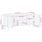 Tv szekrény polcokkal fekete 105 x 33 x 46 cm tömör mangófát