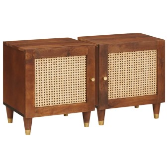 Éjjeliszekrény 2 pcs barna 40 x 33,5 x 46 cm tömör akácfa