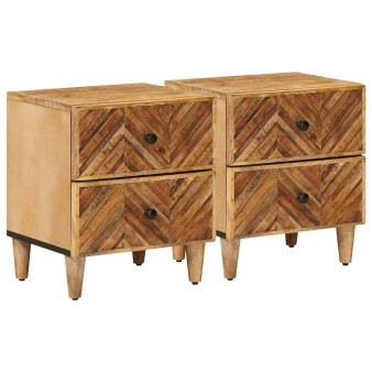 Éjjeli asztal 2 pcs barna 40 x 33,5 x 46 cm tömör mangófát
