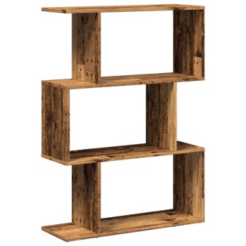 3 szintes antik fa színű fa elválasztó könyvespolc 70x24x97 cm