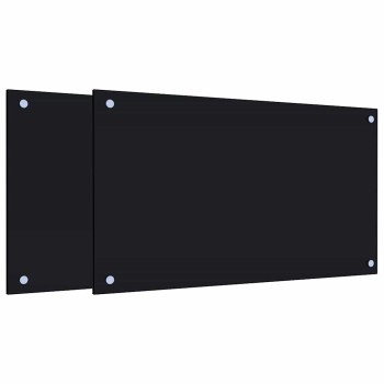 2 db fekete edzett üveg konyhai falburkoló 70 x 40 cm