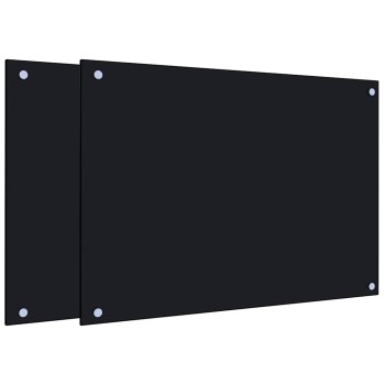 2 db fekete edzett üveg konyhai falburkoló 70 x 50 cm