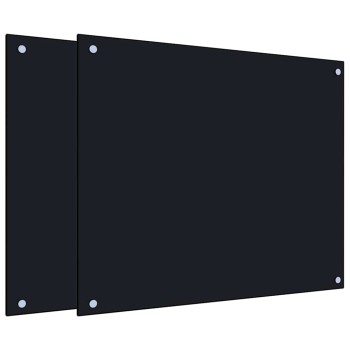 2 db fekete edzett üveg konyhai falburkoló 70 x 60 cm