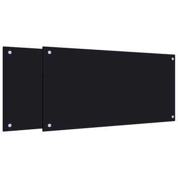 2 db fekete edzett üveg konyhai falburkoló 80 x 40 cm