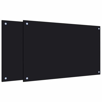 2 db fekete edzett üveg konyhai falburkoló 80 x 50 cm