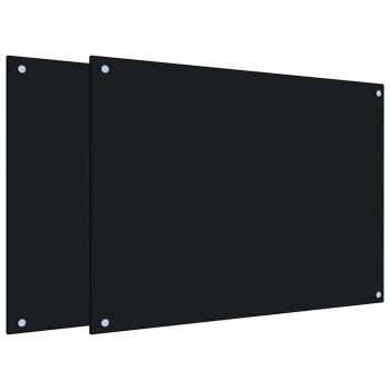 2 db fekete edzett üveg konyhai falburkoló 80 x 60 cm