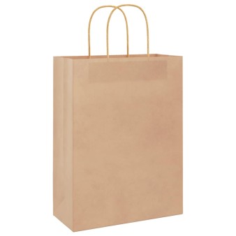 250 db barna papírzacskók fogantyúkkal 26x12x35 cm