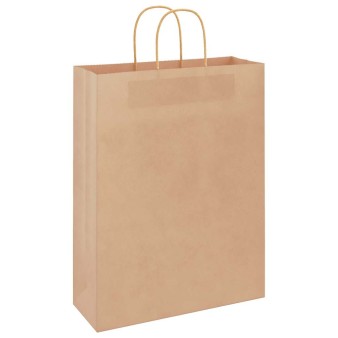 250 db barna papírzacskók fogantyúkkal 32x12x42 cm