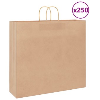 250 db barna papírzacskók fogantyúkkal 54x15x49 cm
