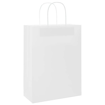 50 db fehér papírzacskók fogantyúkkal 26x12x35 cm