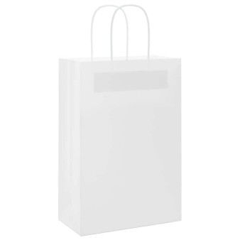 250 db fehér papírzacskók fogantyúkkal 21x11x31 cm