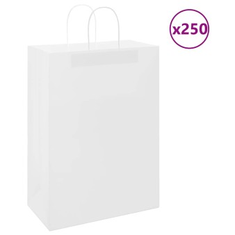 250 db fehér papírzacskók fogantyúkkal 32x17x44 cm