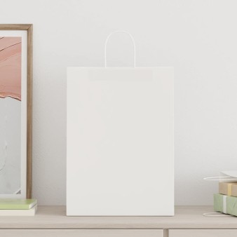 250 db fehér papírzacskók fogantyúkkal 32x17x44 cm