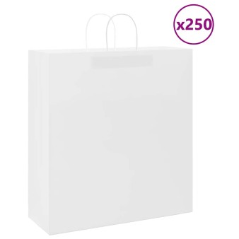 250 db fehér papírzacskók fogantyúkkal 45x17x48 cm