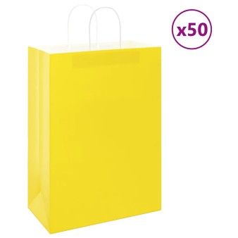 50 db sárga papírzacskók fogantyúkkal 32x17x44 cm
