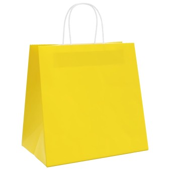 250 db sárga papírzacskók fogantyúkkal 26x17x25 cm