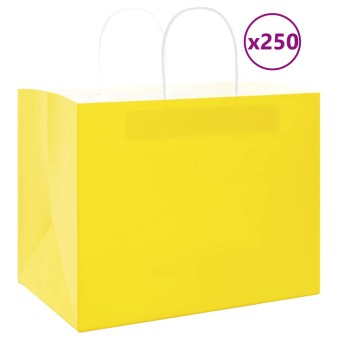250 db sárga papírzacskók fogantyúkkal 32x22x24 cm