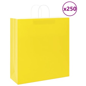 250 db sárga papírzacskók fogantyúkkal 45x17x48 cm