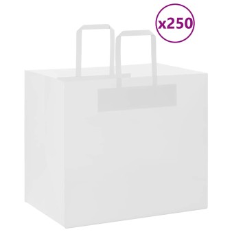 250 db fehér papírzacskók fogantyúkkal 32x22x28 cm