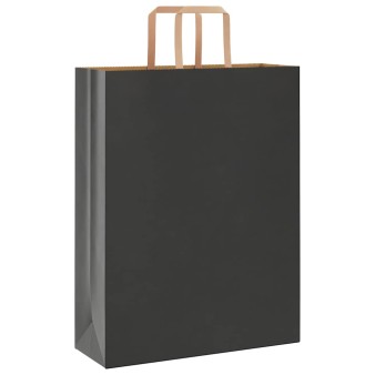 250 db fekete papírzacskók fogantyúkkal 32x12x42 cm