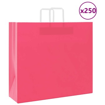 250 db rózsaszín papírzacskók fogantyúkkal 54x15x49 cm