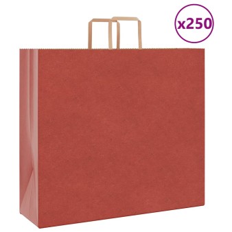 250 db piros papírzacskók fogantyúkkal 54x15x49 cm