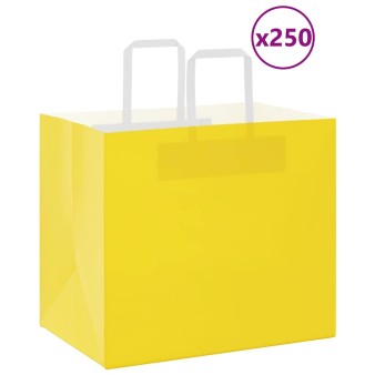 250 db sárga papírzacskók fogantyúkkal 32x22x28 cm