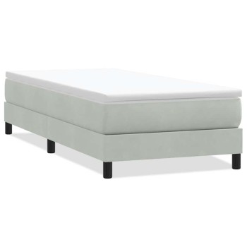 Világosszürke bársony rugós ágy matrac nélkül 90x220 cm