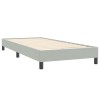 Világosszürke bársony rugós ágy matrac nélkül 90x220 cm