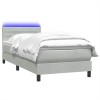 Világosszürke bársony rugós és led-es ágy matraccal 90x220 cm