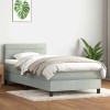Világosszürke bársony rugós és led-es ágy matraccal 90x220 cm