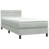 Világosszürke bársony rugós és led-es ágy matraccal 90x220 cm
