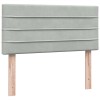 Világosszürke bársony rugós és led-es ágy matraccal 90x220 cm