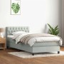 Világosszürke bársony rugós és led-es ágy matraccal 90x220 cm
