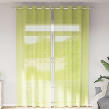 2 db almazöld fátyolfüggönyök rojtokkal 140x260 cm