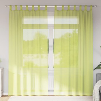 2 db almazöld fátyolfüggönyök fülecske tetejével 140x260 cm