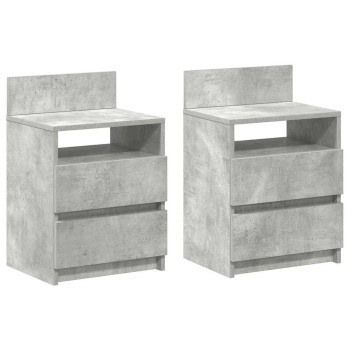 2 db betonszürke éjjeliszekrény 2 fiókkal 40x33x60 cm