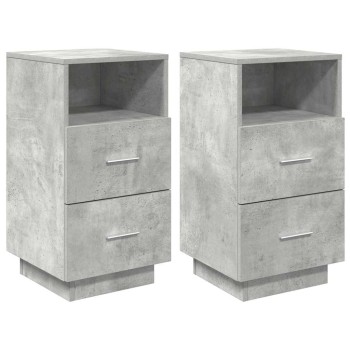 2 db betonszürke éjjeliszekrény 2 fiókkal 36x36x68 cm