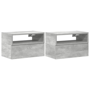2 db betonszürke falra szerelhető éjjeliszekrény 45x26x28,5 cm