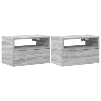 2 db szürke sonoma színű fali éjjeliszekrény 45 x 26 x 28,5 cm