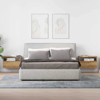 2 db kézműves tölgy fali szerelhető éjjeliszekrény 45x26x28,5cm