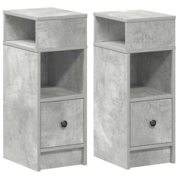 2 db betonszürke éjjeliszekrény fiókkal 25 x 31 x 66 cm