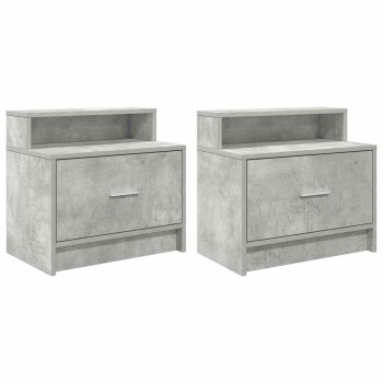 2 db betonszürke éjjeliszekrény fiókkal 51 x 31 x 47 cm