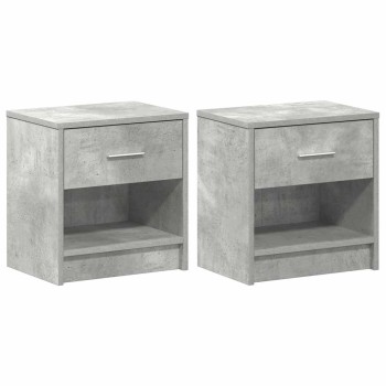 2 db betonszürke éjjeliszekrény fiókkal 39x28x41 cm