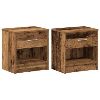 2 db antik fa színű éjjeliszekrény fiókkal 39x28x41 cm
