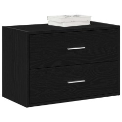 Fekete tölgy szerelt fa szekrény 2 fiókkal 60 x 31 x 40 cm